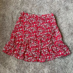 Banana Republic Red Floral Mini Skirt